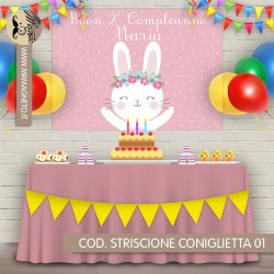 Striscione Coniglietta - 01 - carta cm 140x100 personalizzato