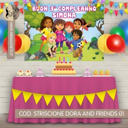 Striscione Dora and friends - 01 - carta cm 140x100 personalizzato