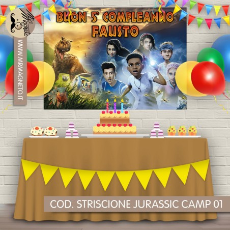 Striscione Jurassic camp - 01 - carta cm 140x100 personalizzato