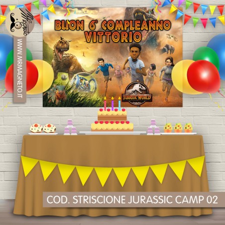 Striscione Jurassic camp - 02 - carta cm 140x100 personalizzato