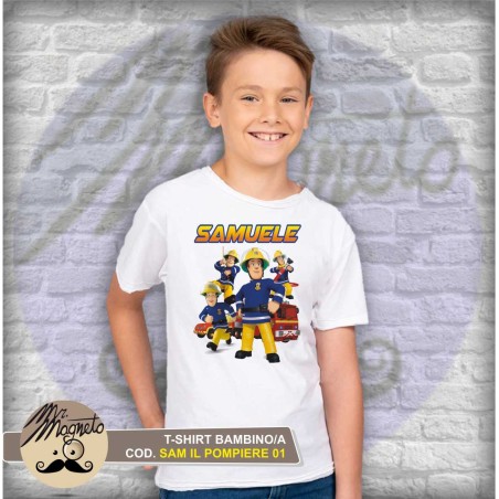 T-shirt Sam il Pompiere - 01 - personalizzata