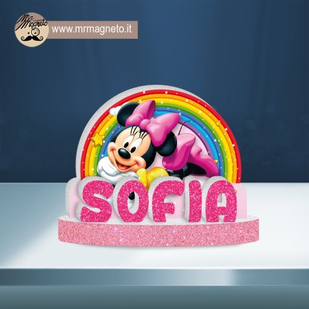 Sagoma Minnie Arcobaleno 01 con nome