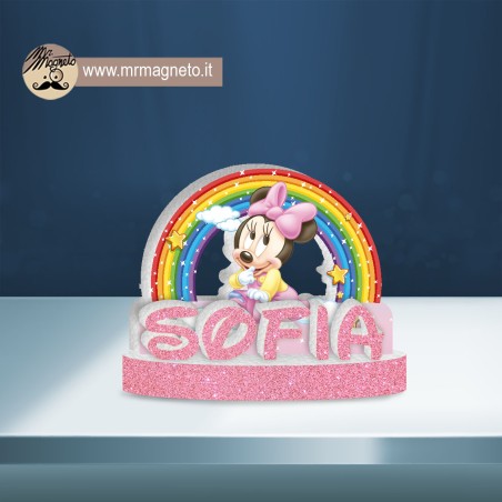 Sagoma Minnie Baby Arcobaleno 01 con nome