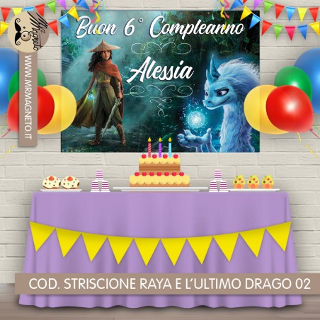 Striscione Raya e l'ultimo drago - 02 - carta cm 140x100 personalizzato