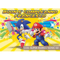 Striscione Super Mario / Sonic - 02 - carta cm 140x100 personalizzato