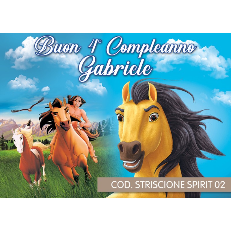 Striscione Spirit cavallo selvaggio - 02 - carta cm 140x100 personalizzato