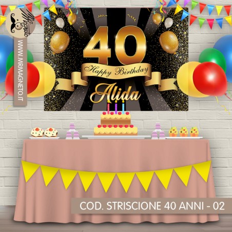 Striscione 40 anni - 02 - carta cm 140x100 personalizzato