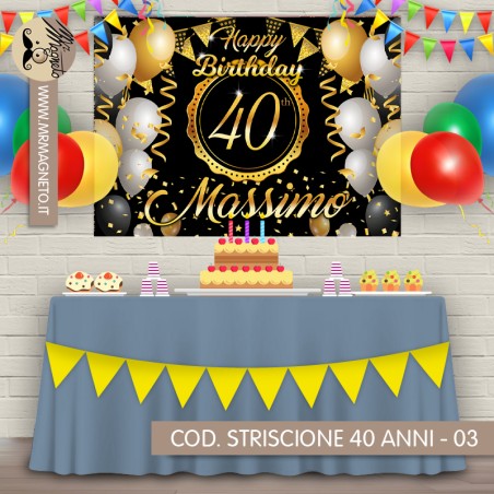 Striscione 40 anni - 03 - carta cm 140x100 personalizzato