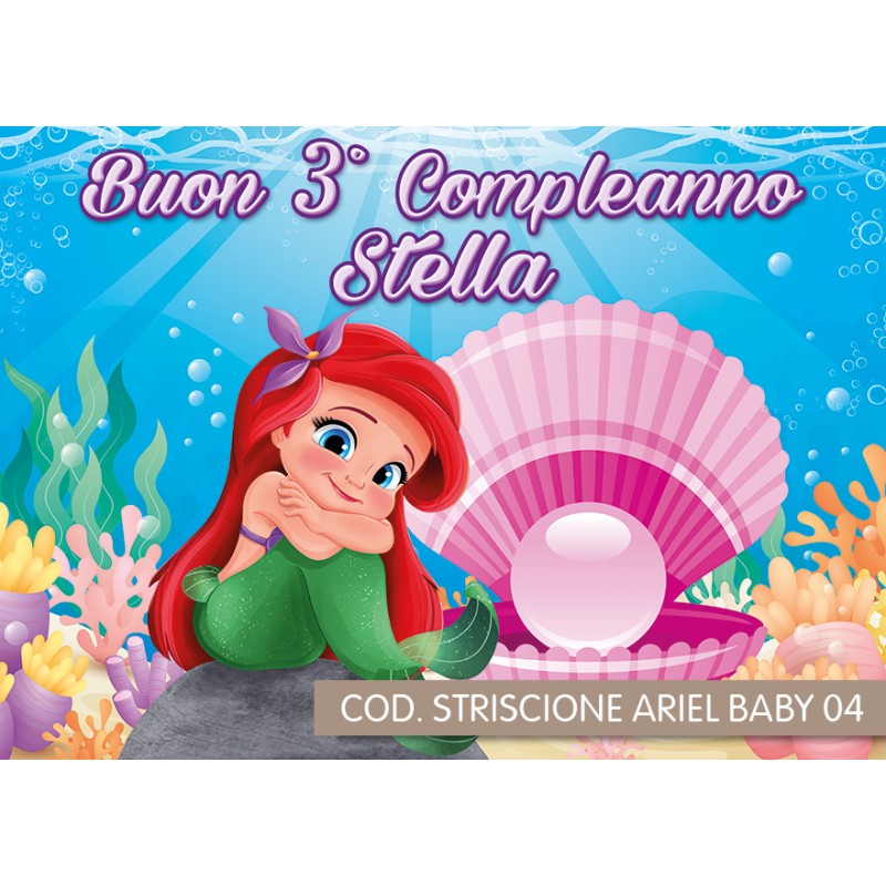 Striscione Ariel Sirenetta baby - 04 - carta cm 140x100 personalizzato