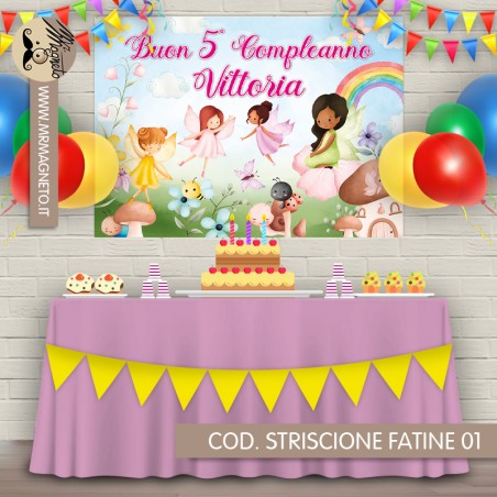 Striscione Fatine - 01 - carta cm 140x100 personalizzato