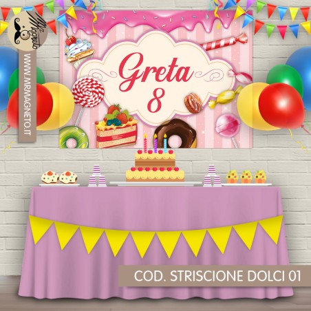 Striscione Dolci - 01 - carta cm 140x100 personalizzato