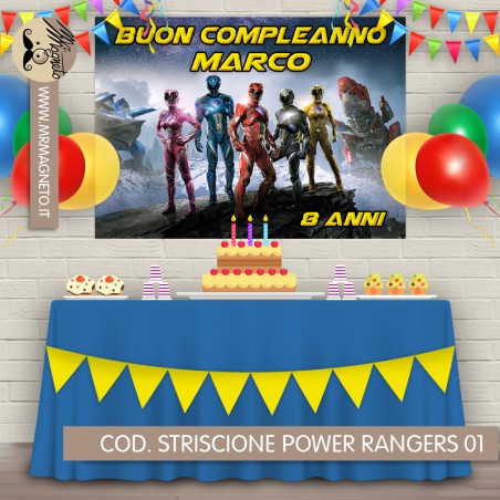 Striscione Power rangers - 01 - carta cm 140x100 personalizzato