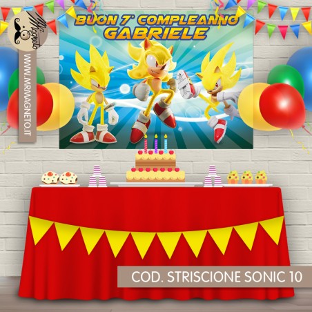 Striscione Sonic - 10 - carta cm 140x100 personalizzato