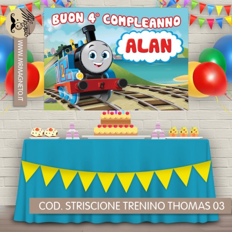 Striscione Trenino Thomas - 03 - carta cm 140x100 personalizzato